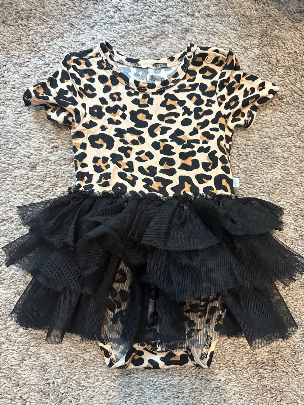 Posh Peanut 6-12mo Lana Leopard Tulle Bodysuit Twirl